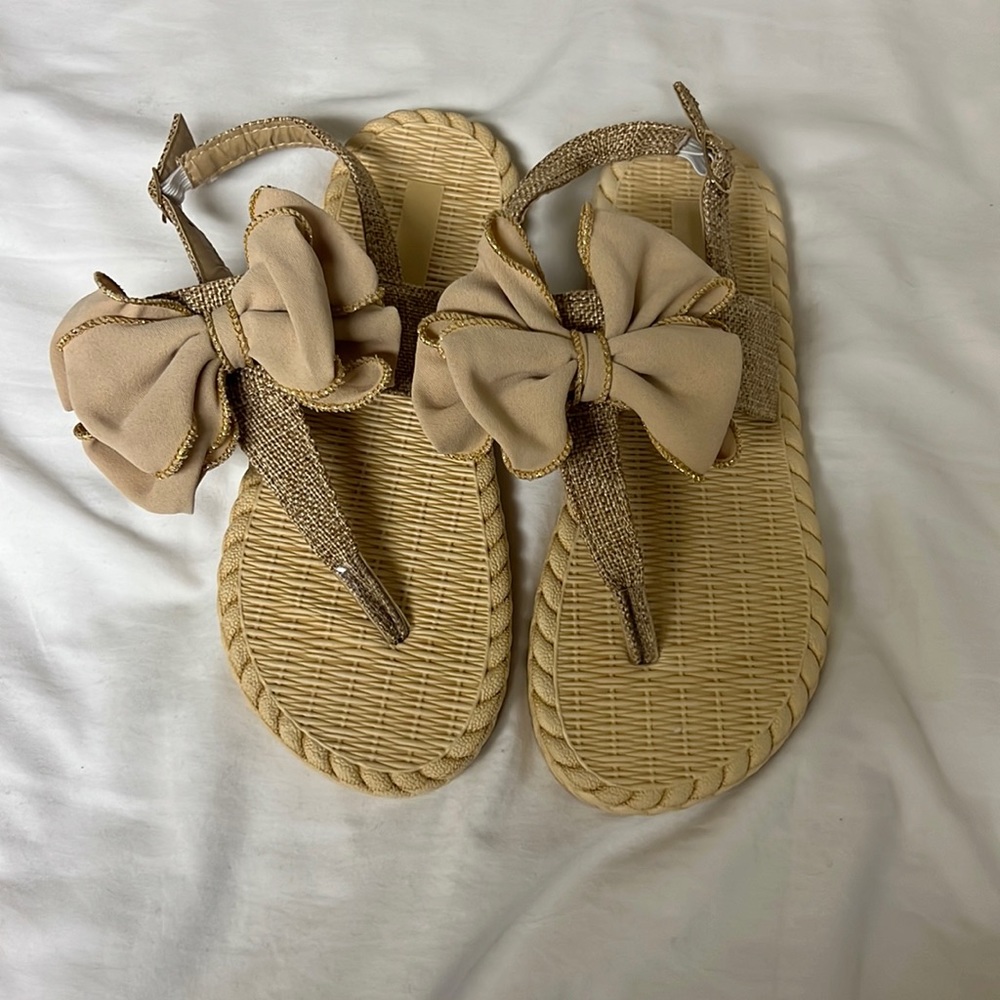 Tan Bow Sandals